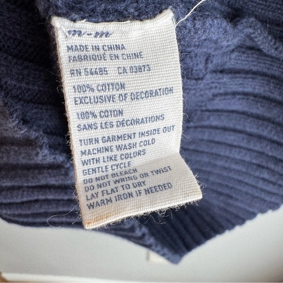 Y2K 2009 American Eagle V-Neck Sweater Womens M Navy Cableknit Preppy Academia - Picture 9 of 10